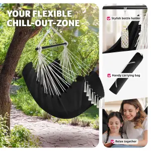 Hanging Chair Malika, Boho Style, Load Capacity 150kg - black