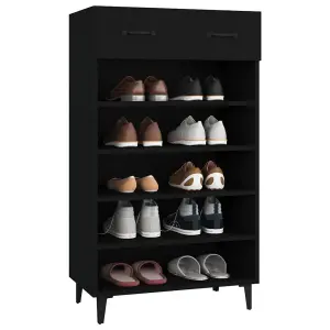 Berkfield Shoe Cabinet Black 60x35x105 cm Engineered Wood