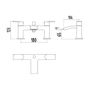 Nes Home Vigan Waterfall Basin Mono, Bath Shower Mixer & Waste Chrome