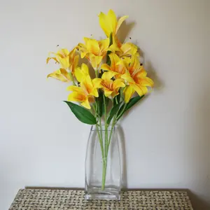 60cm Artificial Lily Stem Yellow