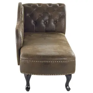 Right Hand Chaise Lounge Faux Suede Brown NIMES