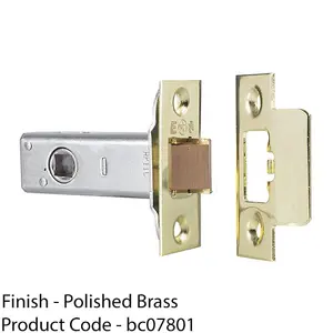 101mm Heavy Sprung Tubular Door Latch Square Strike Plate Forend Polished Brass