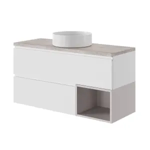 GoodHome Samal Matt White Round Counter top Basin