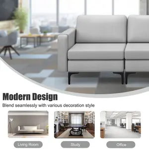 Costway 3-Seat Sofa Upholstered Modular Sofa Couch with Magazine Caddy Holder