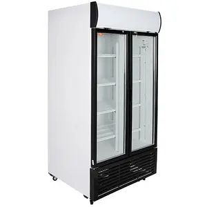 Contender 1045L Commercial Double Hinged Glass Door Fridge