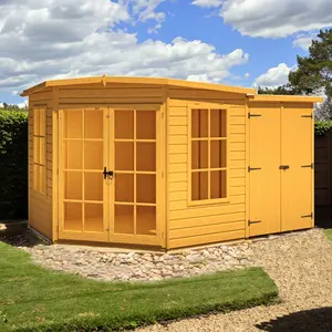 Shire Hampton Corner Summerhouse With Side Shed 7 Ft X 11 Ft