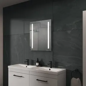 Sensio Isla White Rectangular Wall-mounted Bathroom & WC Illuminated mirror (H)65cm (W)50cm