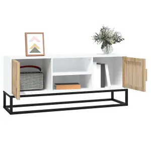 Berkfield TV Cabinet White 105x30x45 cm Engineered Wood and Iron