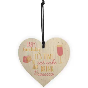 Red Ocean Cake Prosecco Happy Birthday Wooden Heart Mum Nan Daughter Best Friend Funny Card Gift