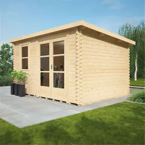 12ft x 10ft (3550mm x 2950mm) Horsforth "The Dakota" 44mm Log Cabin With 2 Opening Windows