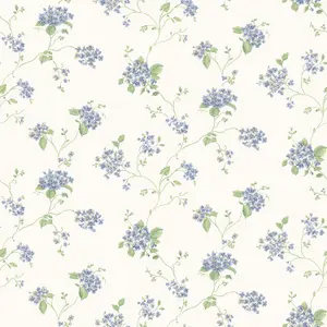 Galerie Miniatures 2 Blue Green White Small Floral Trail Smooth Wallpaper