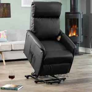 Townsend Electric Lift Assist Rise and Recline Bonded Leather Chair - Black