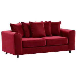 Brooklyn Plush Velvet Fabric 3 Seater sofa Foam Red