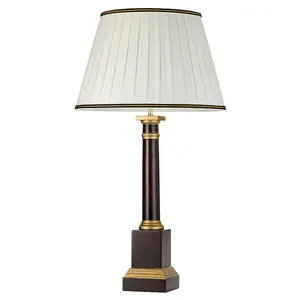 Table Lamp Ivory with Black and Gold trim Shade Oxblood LED E27 60w Bulb