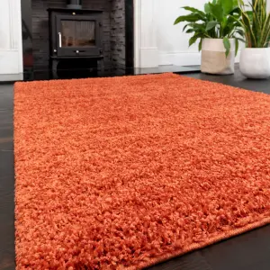 Soft Value Orange Terracotta Shaggy Area Rug 160x220cm