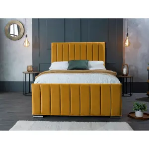 Redding Plush Velvet Mustard Bed Frame