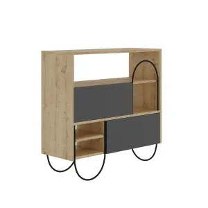 Decortie Norfolk Shoe Cabinet Oak Anthracite Grey