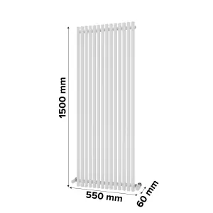 Ximax Supra SU1500550A White Gas Vertical Designer 3795BTU Radiator, (W)550mm x (H)1500mm