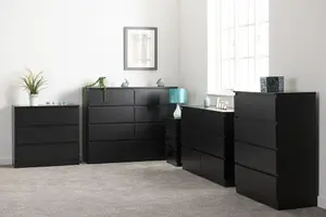 Malvern 3 Drawer Chest Black Recessed Handles