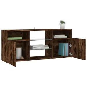 Berkfield TV Cabinet with LED Lights Smoked Oak 120x30x50 cm