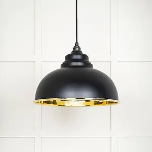 Smooth Brass Harborne Pendant in Elan Black