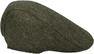 Hoggs Of Fife Herringbone Waterproof Tweed Flat Cap, Green / Small/Medium