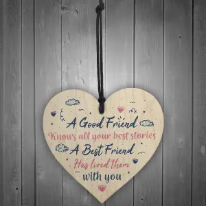 Red Ocean Best Friend Friendship Birthday Gift Handmade Wooden Chic Heart Plaque Sign Thank You Christmas Gift