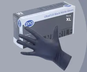 Pro Ultra Flex Black Nitrile Gloves (100) X Large