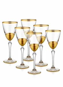 Rozi Glam Collection Wine Glasses, Set of 6 - Gold