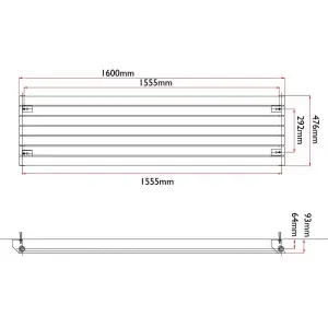 Porter White Double Horizontal Flat Panel Radiator - 1600x475mm