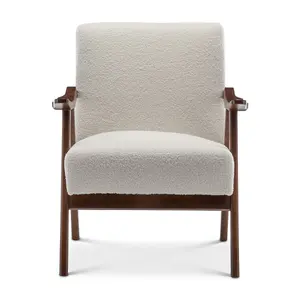 Teddy Boucle Fabric White Selma Accent Chair