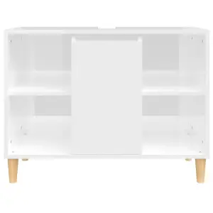 Berkfield Sink Cabinet High Gloss White 80x33x60 cm Engineered Wood