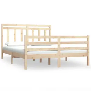 Berkfield Bed Frame Solid Wood 135x190 cm 4FT6 Double