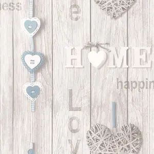 Fine Decor Love Your Home Wallpaper - Blue FD41719