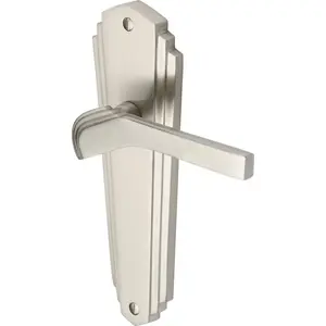 Heritage Door Handle Lever Latch Waldorf Design (Set of 2) Satin Nickel