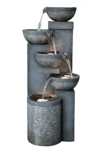 Aqua Creations Greenville Pouring Bowls Mains Plugin Powered Water Feature with Protective Cover