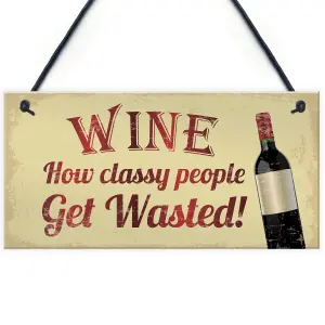 Red Ocean Wine Classy People Hanging Novelty Plaque For Kitchen Bar Pub Wall Sign Decor Wine Gifts For Him Her