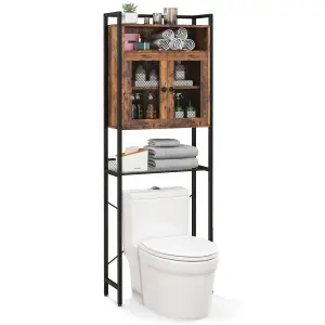 Costway Over-The-Toilet Storage Cabinet Freestanding Bathroom Organizer W/ 2 Mesh doors