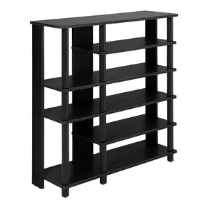 Black MDF Shoe Rack with 8 Open Shelves for Entryway or Closet Organization 92cm (H)