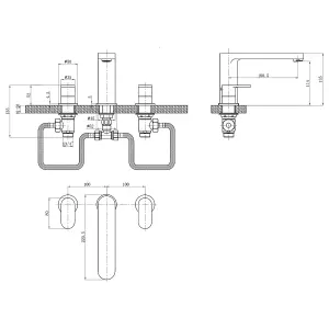 Prestige 3 Hole Bath Filler Tap Brushed Brass