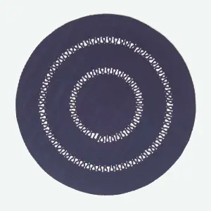 Homescapes Navy Crochet Braided Rug 150cm Round