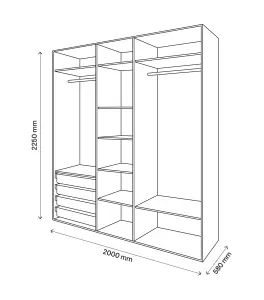 GoodHome Atomia Freestanding Oak effect Particle board Wardrobe, clothing & shoes organiser (H)2250mm (W)2000mm (D)580mm