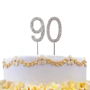 90  Silver Diamond Sparkley CakeTopper Number Year For Birthday Anniversary Party Decorations