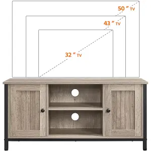 Yaheetech Grey Farmhouse TV Cabinet with 2 Doors and Cable Management