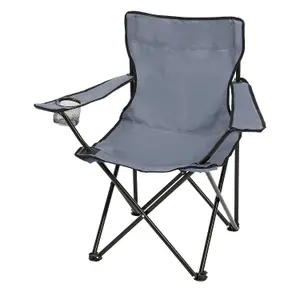 Set of 2 Portable Folding Camp Chairs - Lightweight with Cup Holder Side Pocket and Carry Bag - Ideal for Camping Festivals