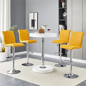 Furniture In Fashion Havana White High Gloss Bar Table With 4 Ripple Curry Stools