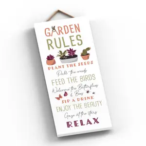 Garden Rules Signs and Plaques White