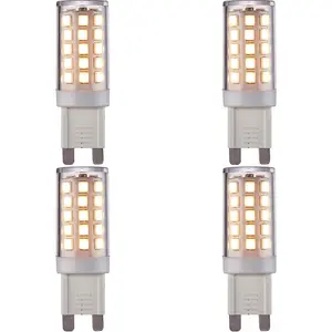 4 PACK Clear & White 3.5W G9 SMD LED Light Bulb - Non-dimmable Warm White - 400lm 3000k