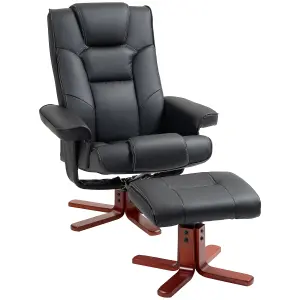 HOMCOM Reclining Armchair with Footstool and Adjustable Backrest, Black