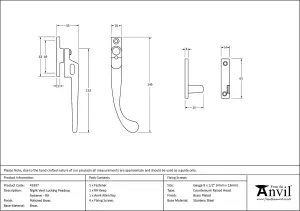 From The Anvil Polished Brass Night-Vent Locking Peardrop Fastener - RH